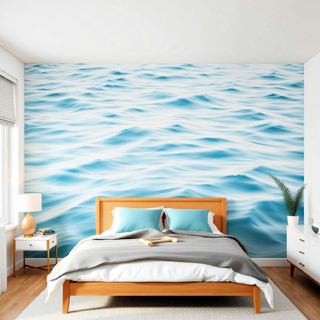 unique beachy wall murals with ocean waves - 40 Ocean-themed Bedroom Ideas