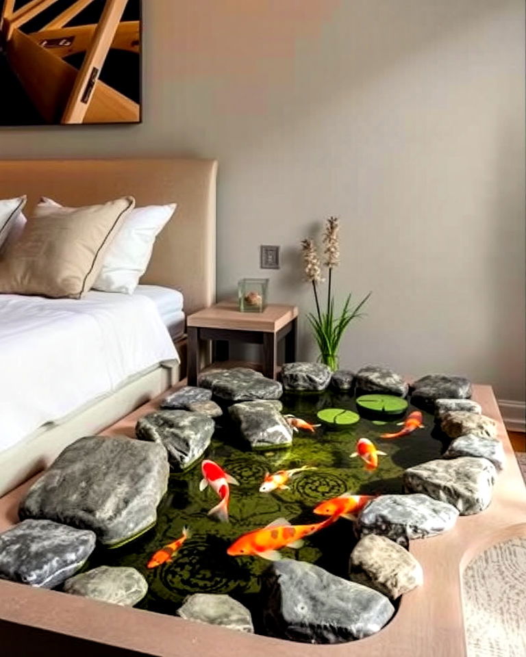 unique bedroom sanctuary pond - 20 Indoor Koi Pond Ideas