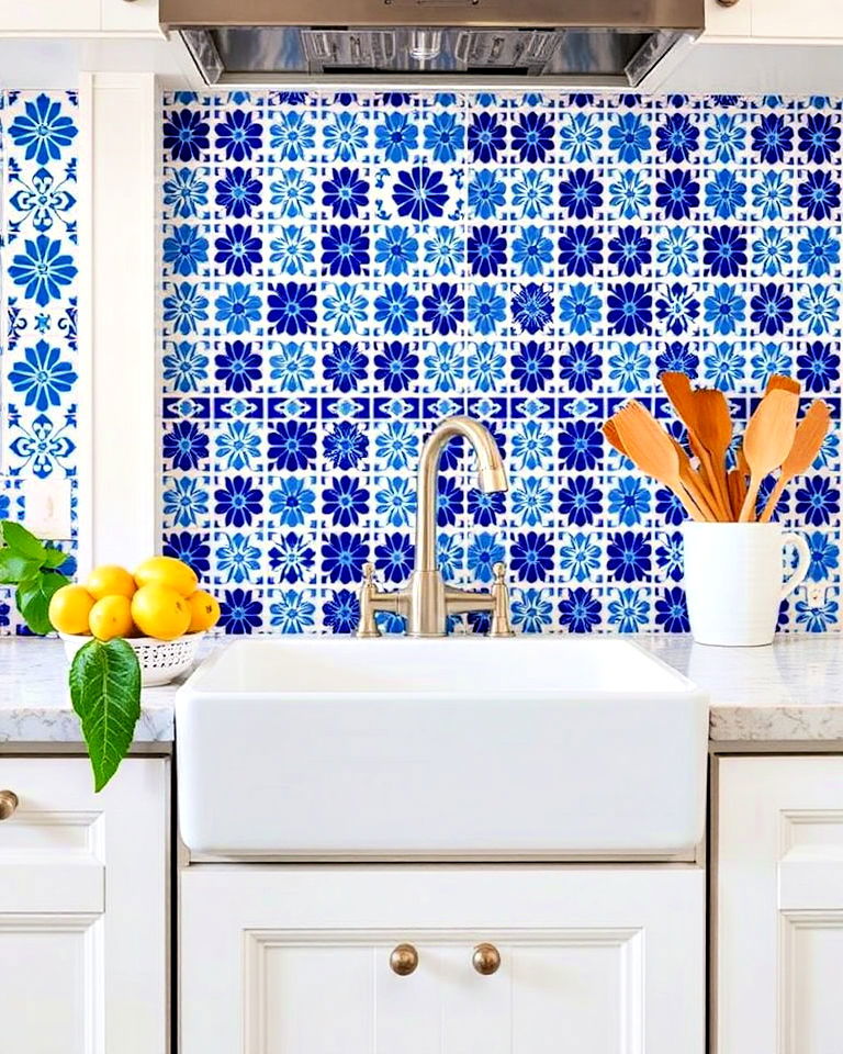 unique blue and white mosaic tiles - 20 Greek Style Home Ideas