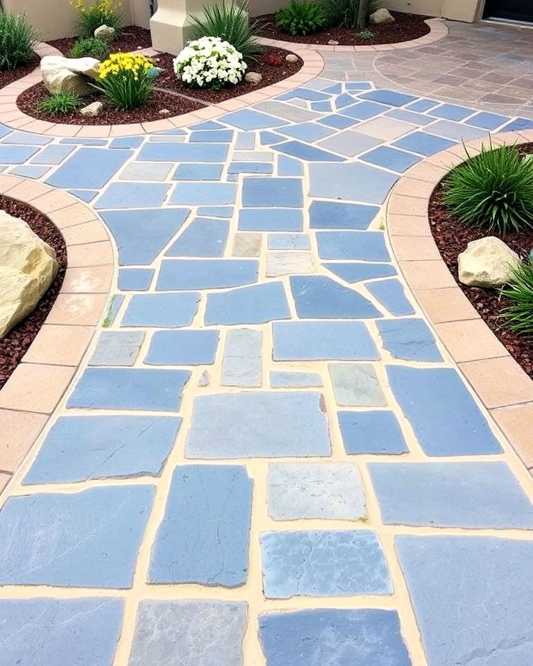 unique bluestone walkway with sandstone accents - 15 Bluestone Walkway Ideas