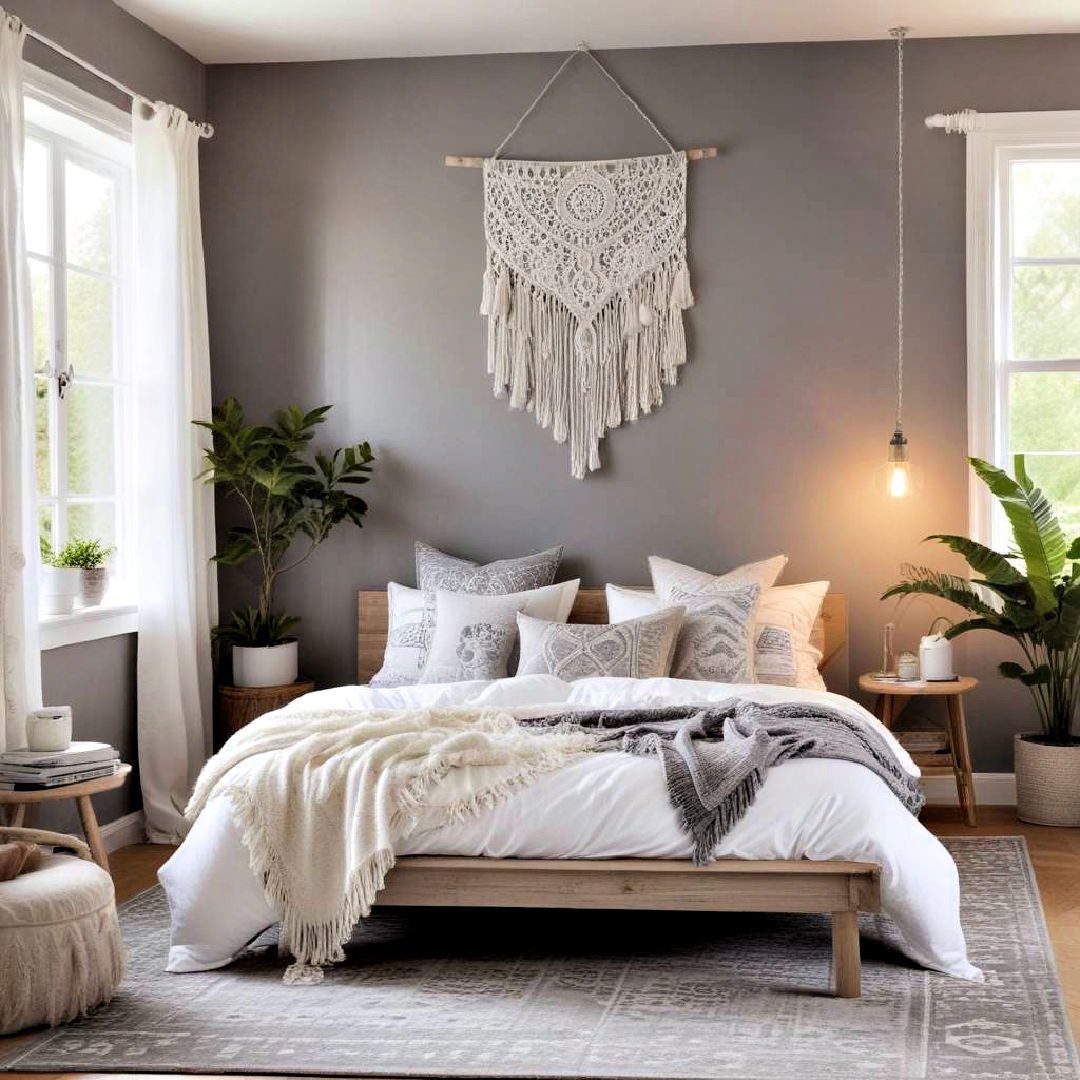 unique bohemian bliss bedroom - 40 Grey and White Bedroom Ideas