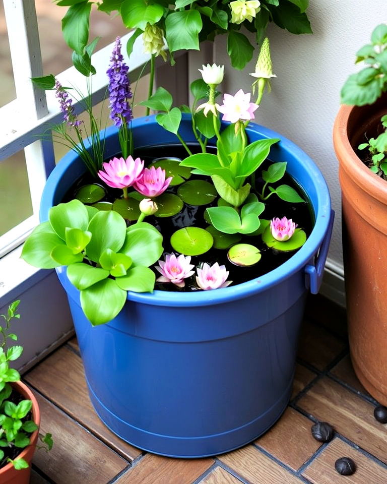 unique bucket water garden - 20 Bucket Garden Ideas