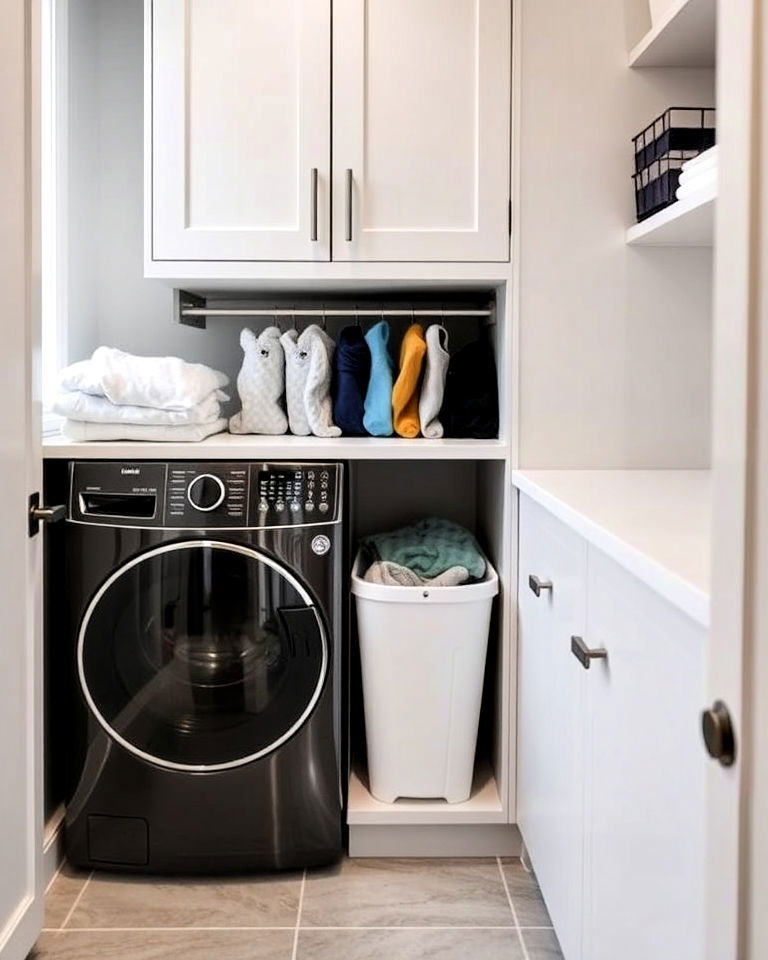 unique built in hamper system - 30 Luxury Modern Laundry Room Ideas