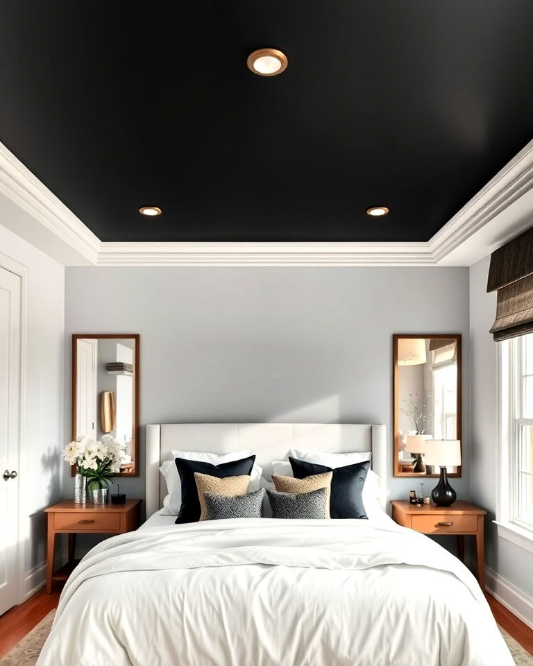 unique charcoal ceiling for a cozy effect - 15 Charcoal Bedroom Ideas