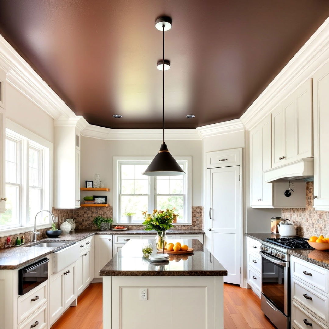 unique chocolate brown ceiling - 20 Brown Kitchen Ideas
