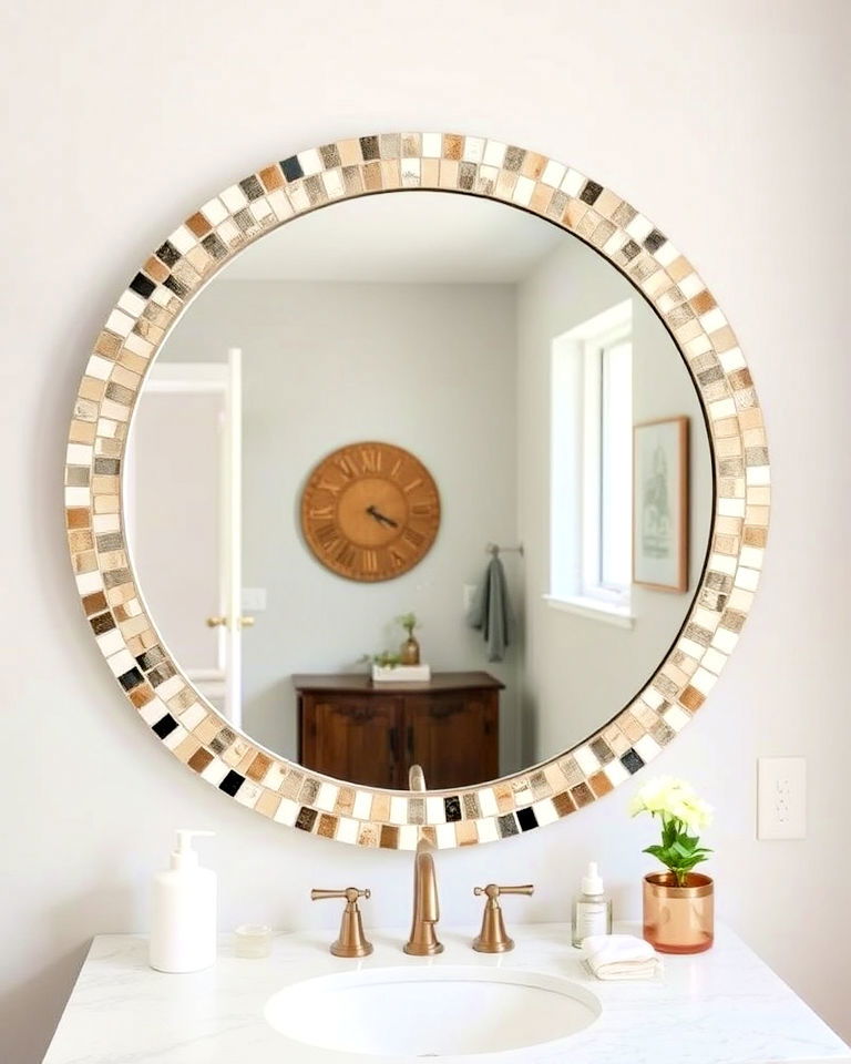 unique circular mosaic mirror - 20 Mosaic Mirror Ideas
