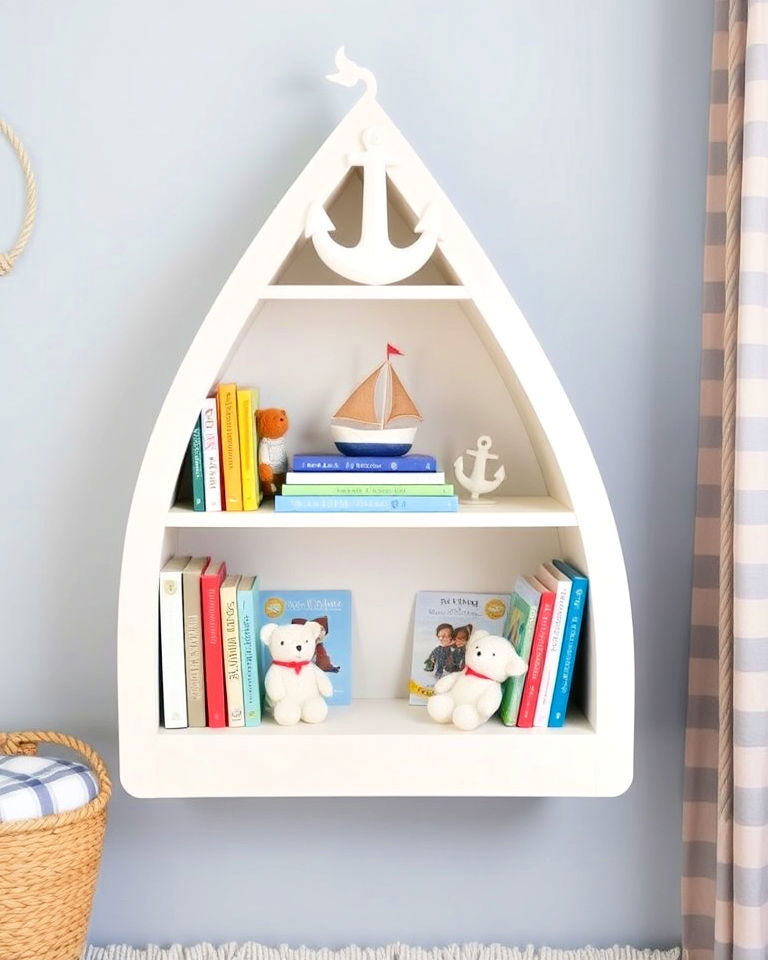 unique coastal themed bookshelf - 25 Nautical Nursery Ideas