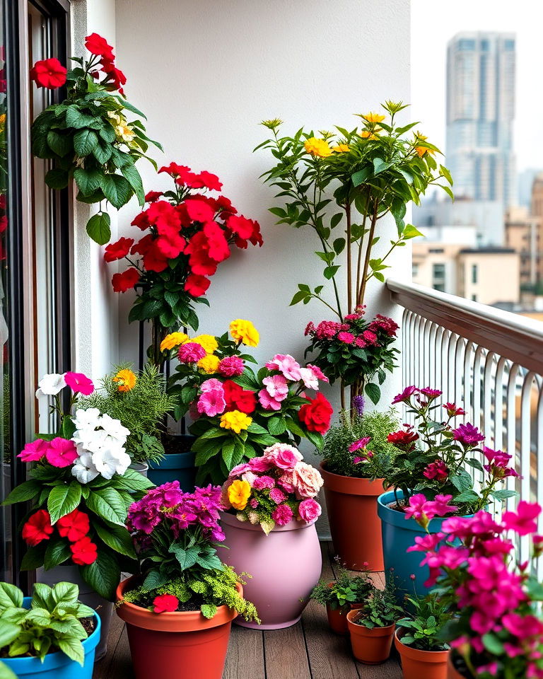 unique color coordinated plant display - 40 Balcony Garden Ideas