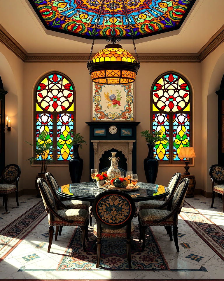 unique colorful glass accents in decor - 20 Arabic Interior Design Ideas