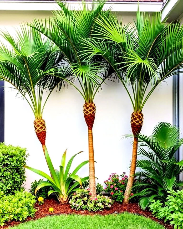 unique corner palm groupings - 30 Front Yard Palm Tree Landscape Design Ideas