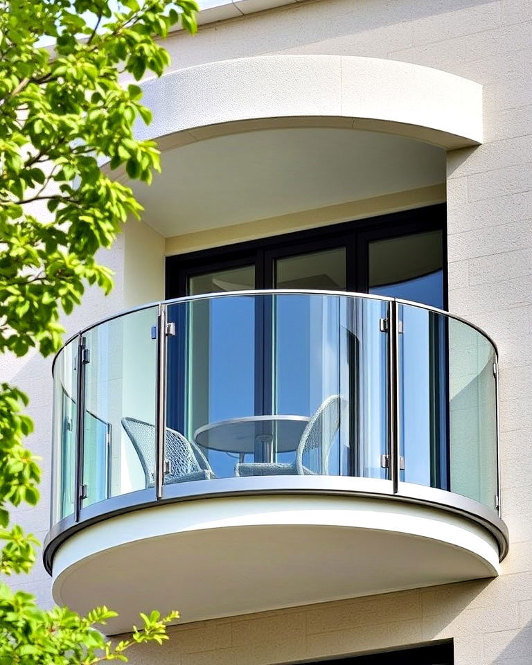 unique curved glass panels - 25 Glass Balcony Design Ideas