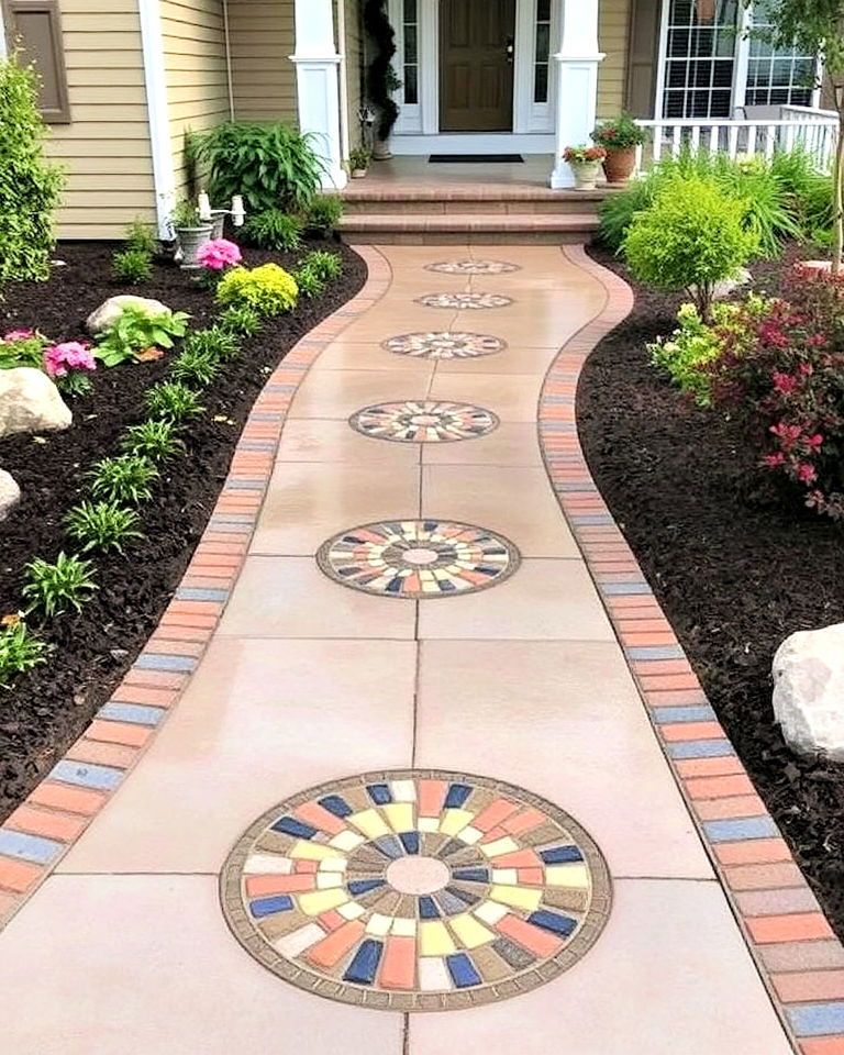 unique decorative concrete pathway - 25 Concrete Landscaping Ideas