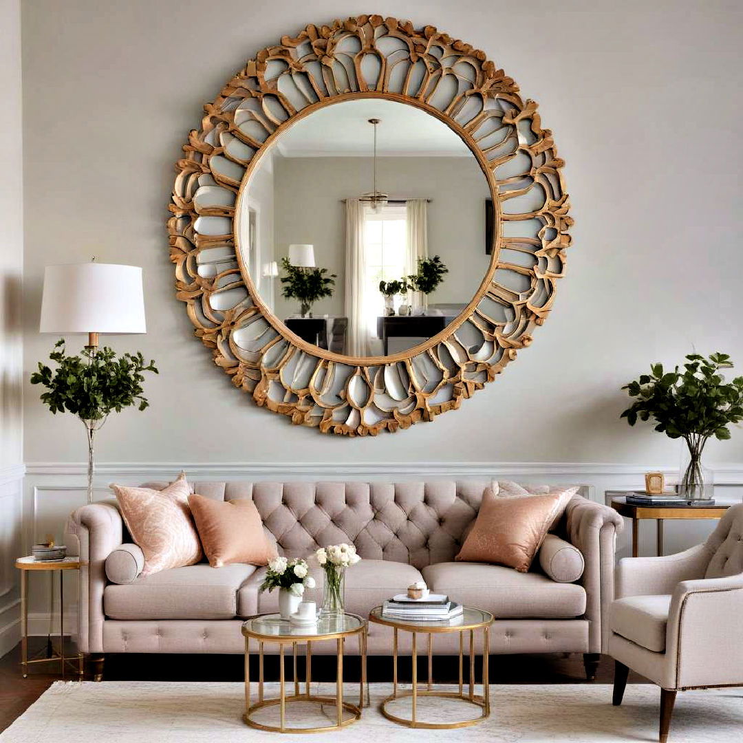 unique decorative mirror - 40 living room decor ideas