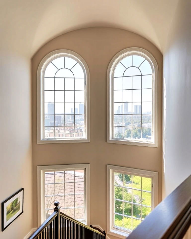 unique double height arched window - 30 Arch Window Design Ideas