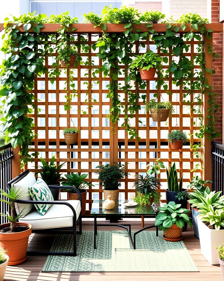 unique double sided trellis divider - 20 Balcony Trellis Ideas