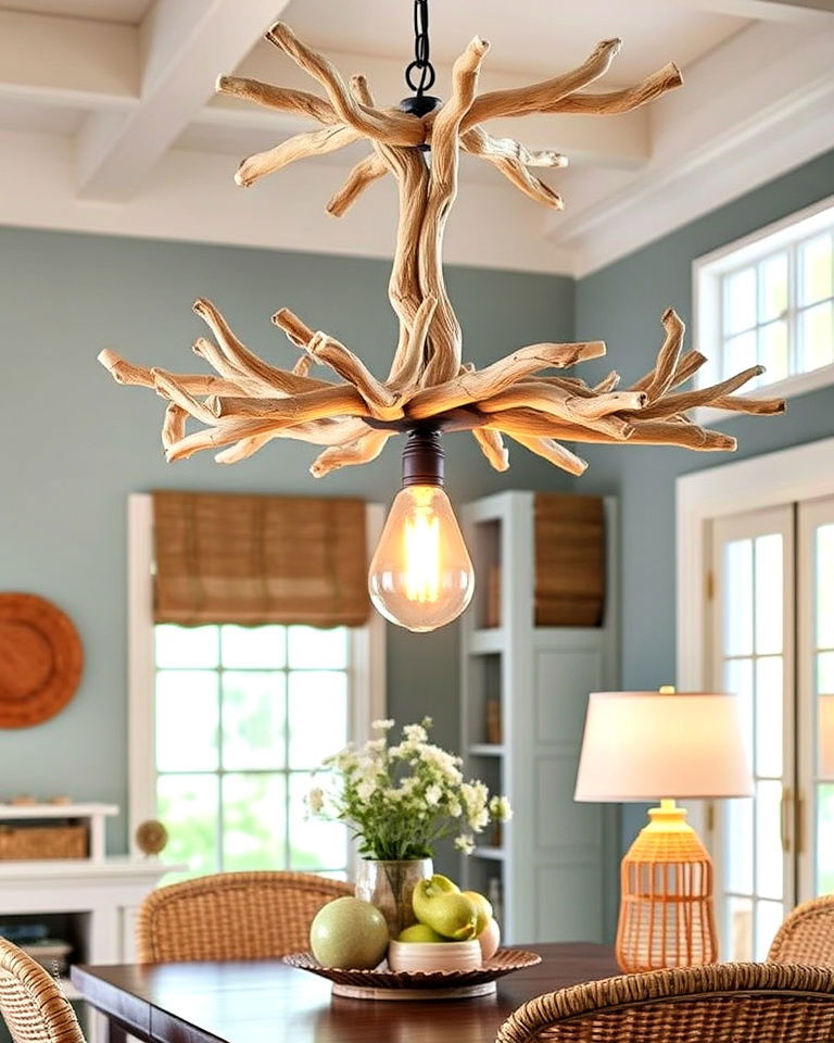 unique driftwood lighting fixture - 25 Florida Home Decor Ideas