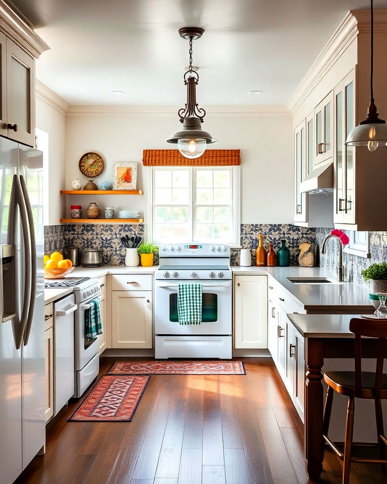 unique eclectic kitchen with white appliances - 40 Kitchen With White Appliances Ideas