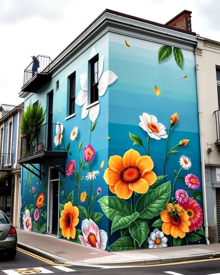 unique eco friendly paint for sustainable art - 20 Flower Murals on Buildings