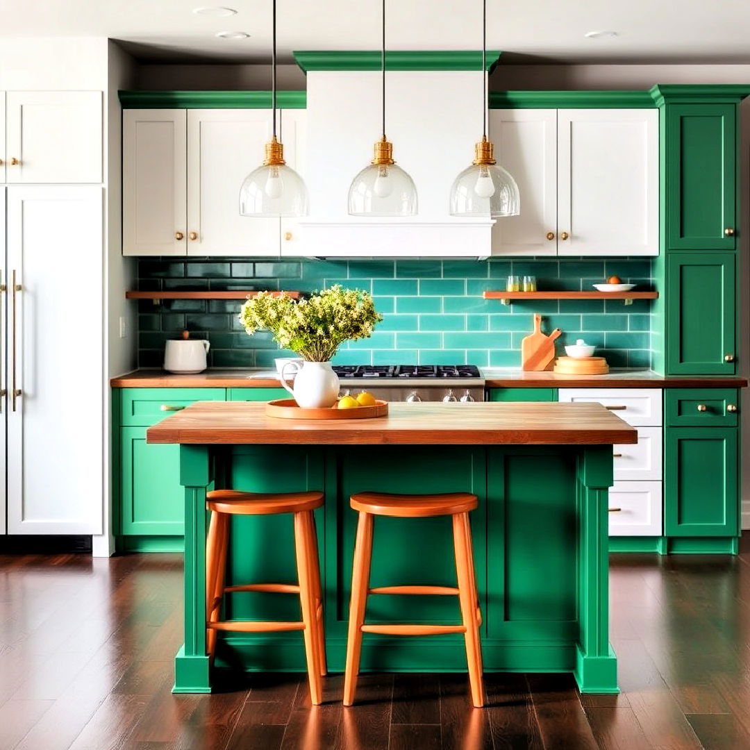 unique emerald green kitchen island - 25 Emerald Green Kitchen Ideas