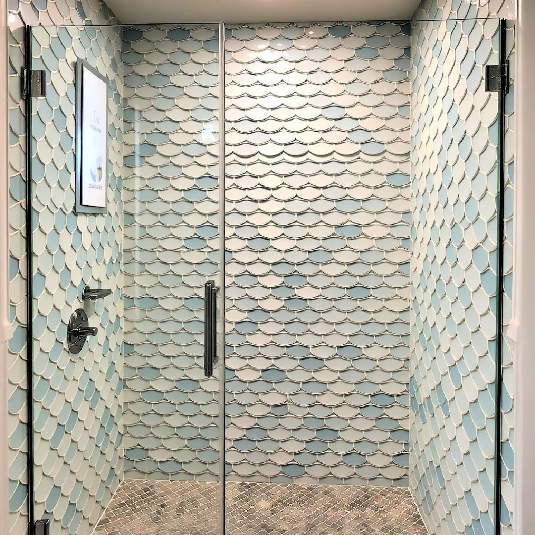 unique fish scale tiles - 30 Walk-in Shower Tile Ideas