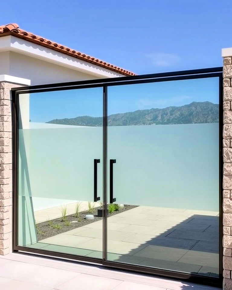 unique frameless glass gate - 30 Sliding Gate Design Ideas