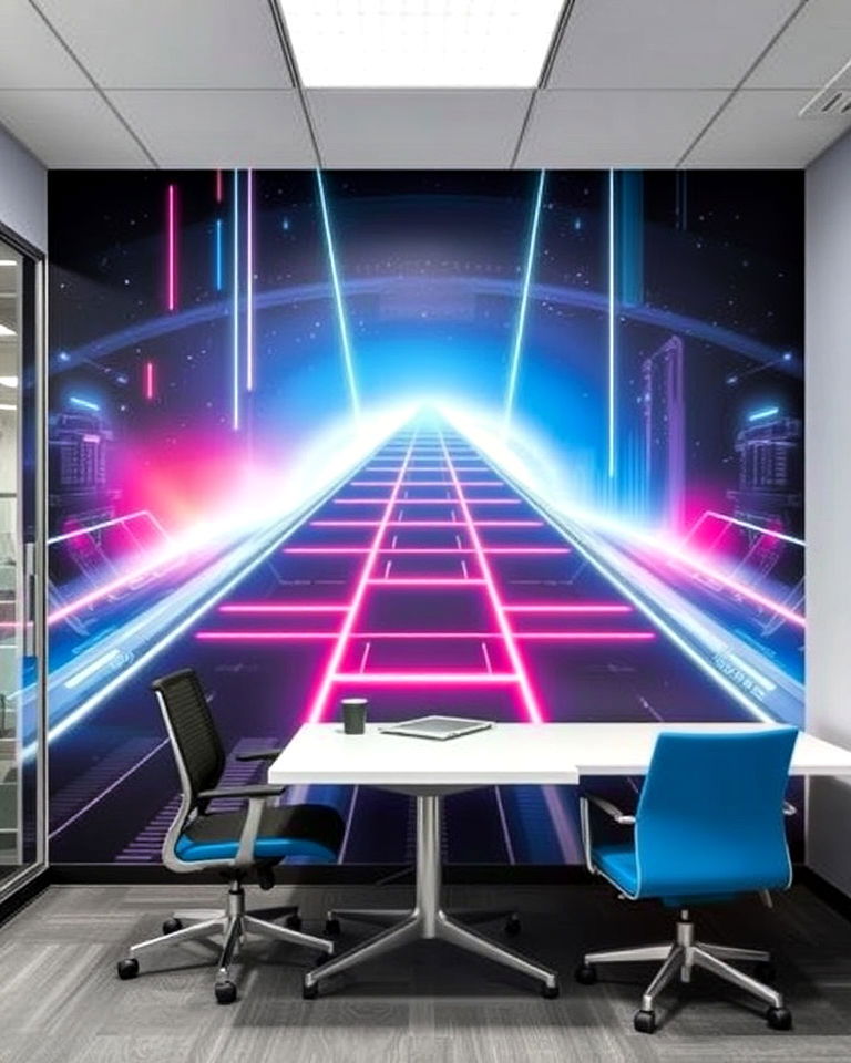unique futuristic themed mural - 25 Office Wall Murals