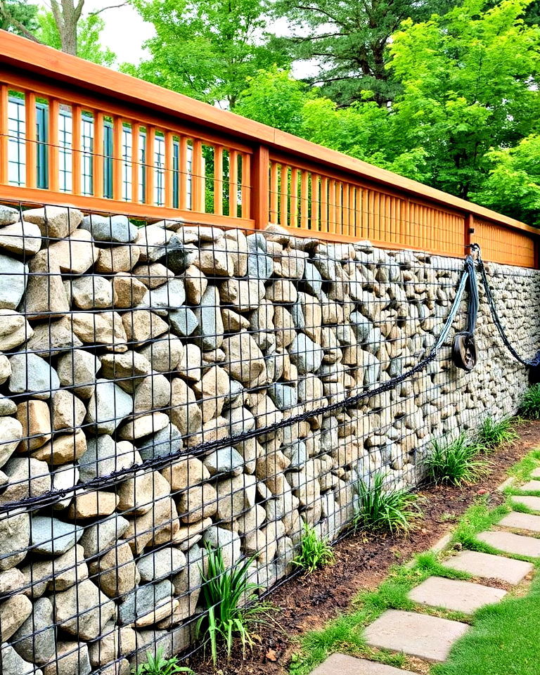 unique gabion walls with wooden tops - 25 Metal and Wood Fence