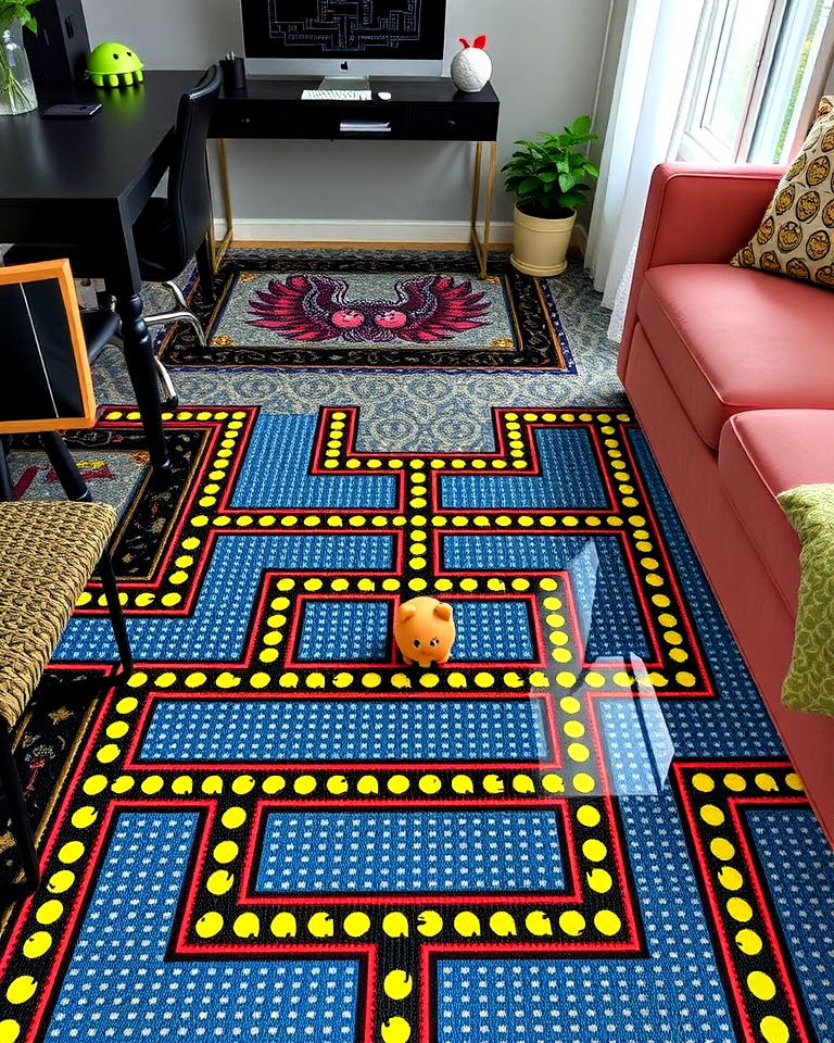 unique game themed floor decals - 30 Retro Game Room Ideas
