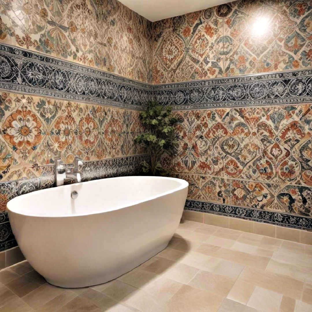 unique hand painted tiles - 25 Bathroom Art Ideas