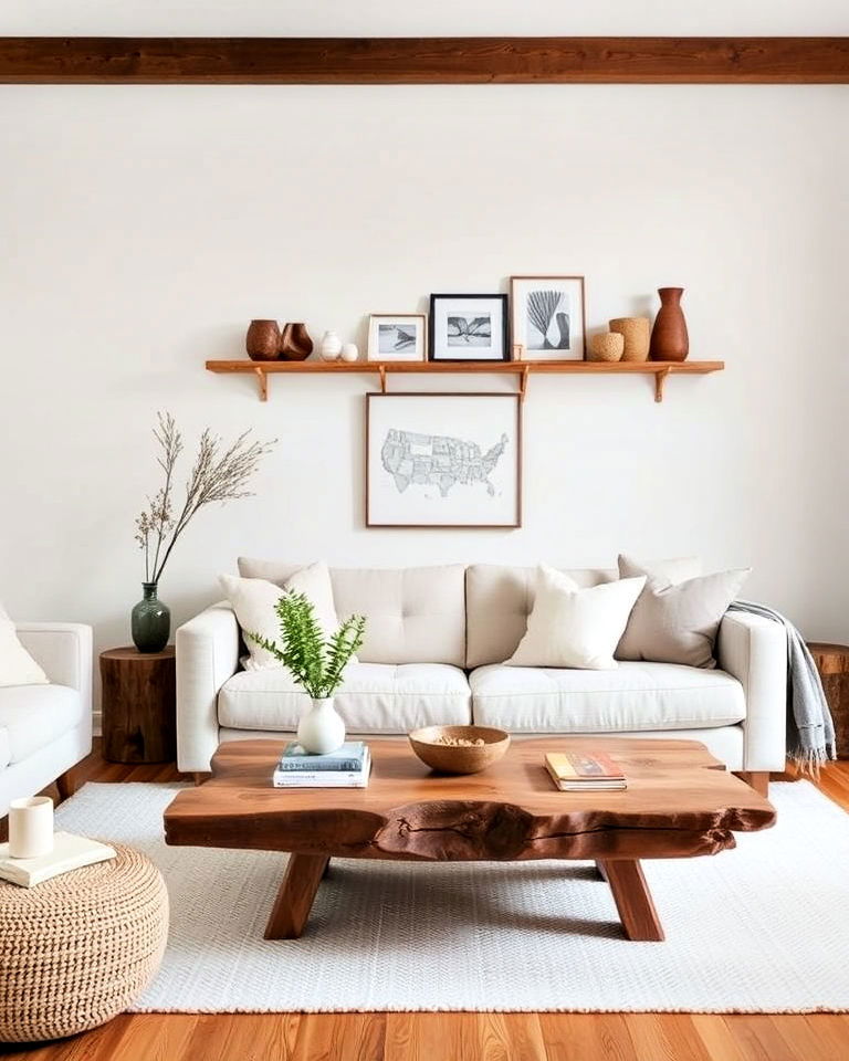 unique handmade wooden accents - 30 Rustic Scandinavian Living Room Ideas