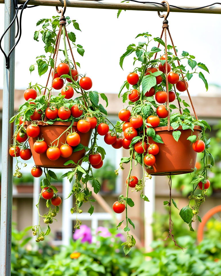 unique hanging basket trellis - 30 Tomato Trellis Ideas