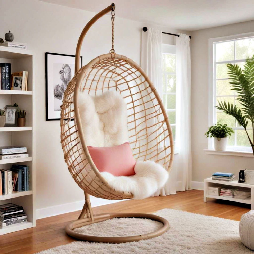 unique hanging chair with stand - 40 Teen Room Ideas