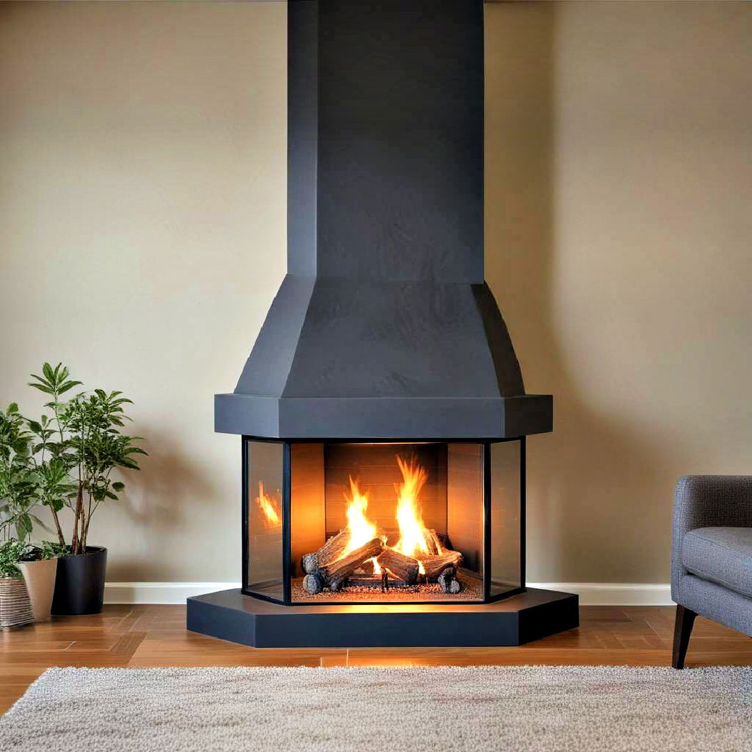 unique hexagonal fireplace - 40 Modern Fireplace Ideas