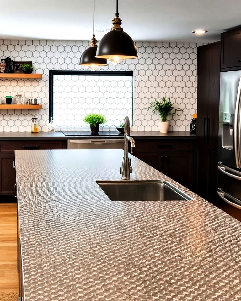 unique honeycomb patterned metal countertops - 40 Kitchen Countertop Ideas