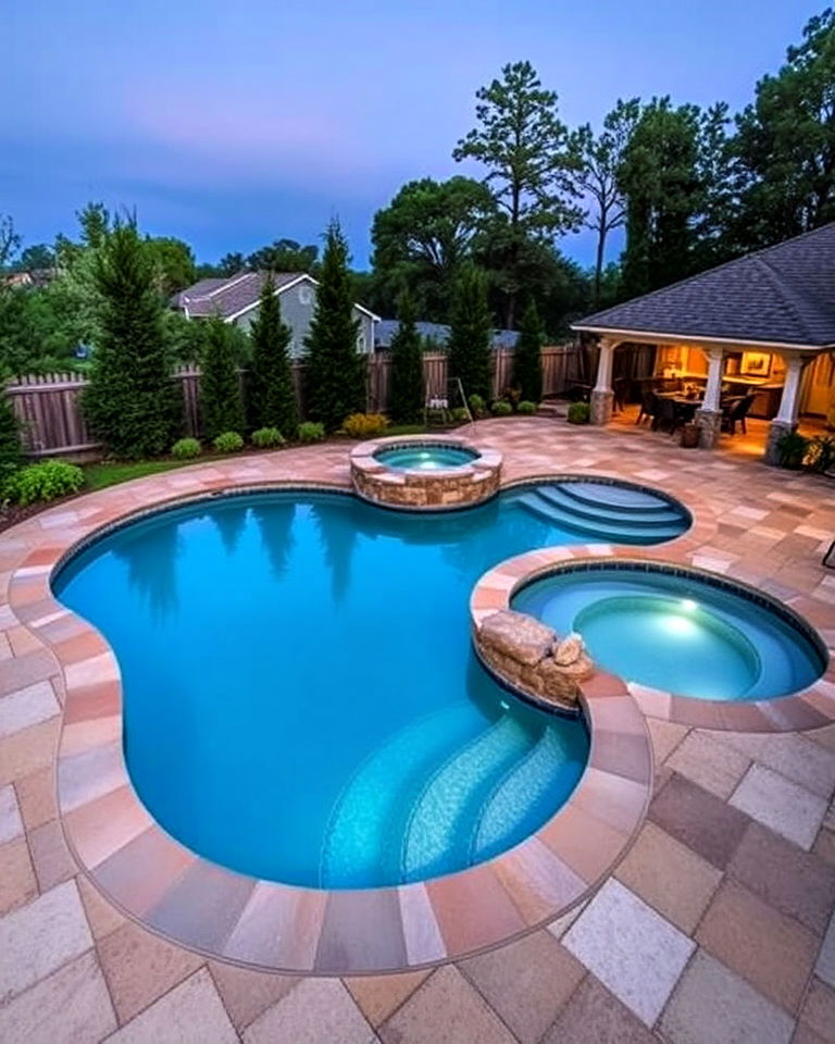 unique landscape with custom shaped pool - 40 Swimming Pool Ideas
