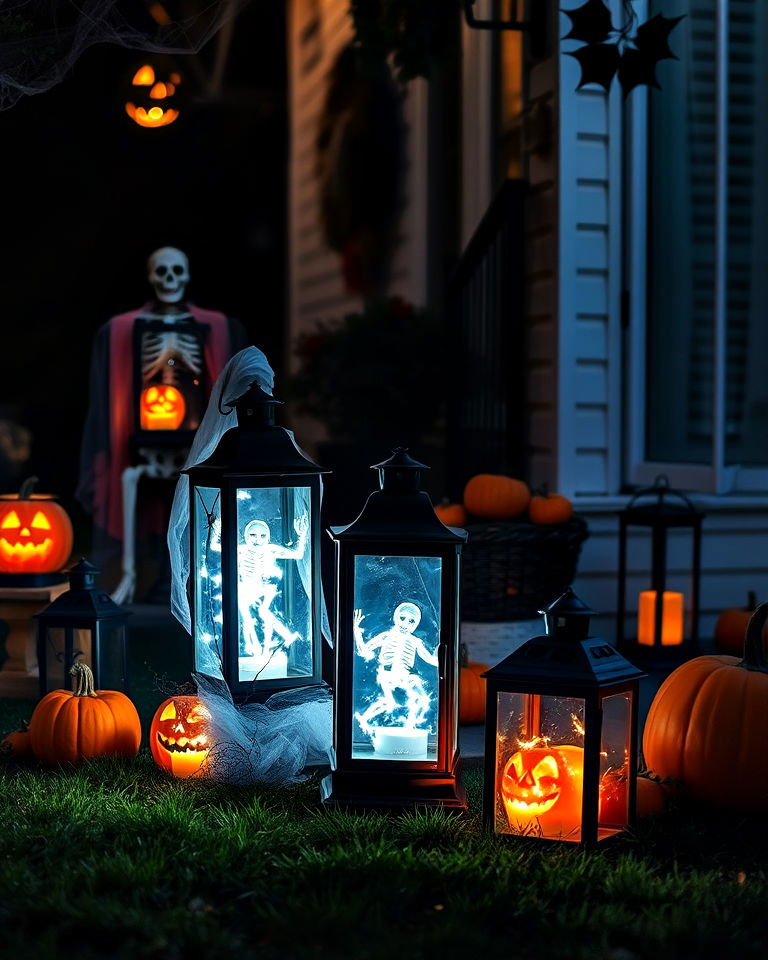 unique lantern display in front yard for halloween - 30 Lantern Decor Ideas