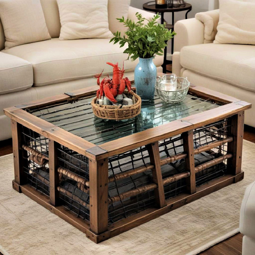 unique lobster trap coffee table - 25 Nautical Decor Ideas