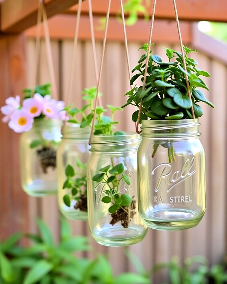unique mason jar hanging planters - 20 Farmhouse Garden Ideas