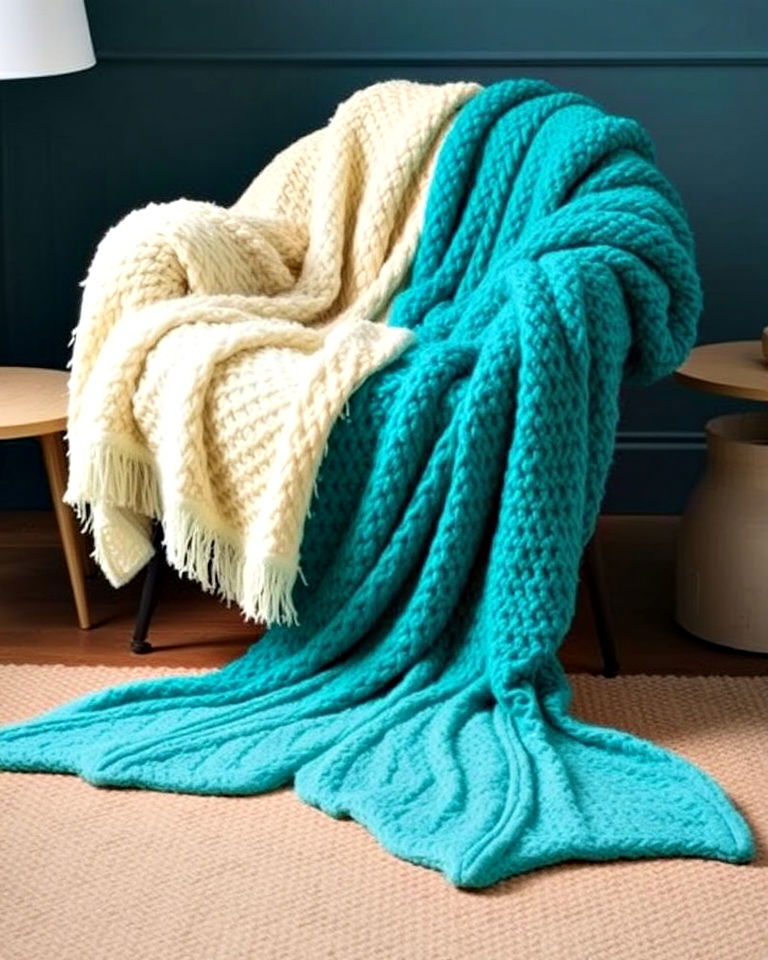 unique mermaid tail blankets - 20 Mermaid Room Ideas