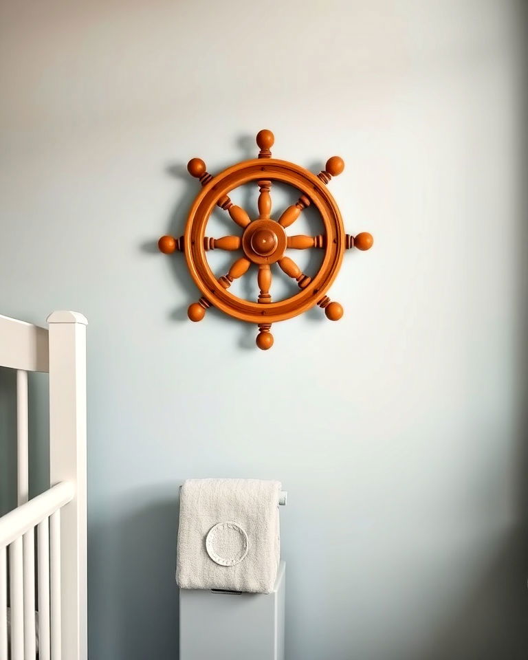 unique mini ship steering wheel decor - 25 Nautical Nursery Ideas