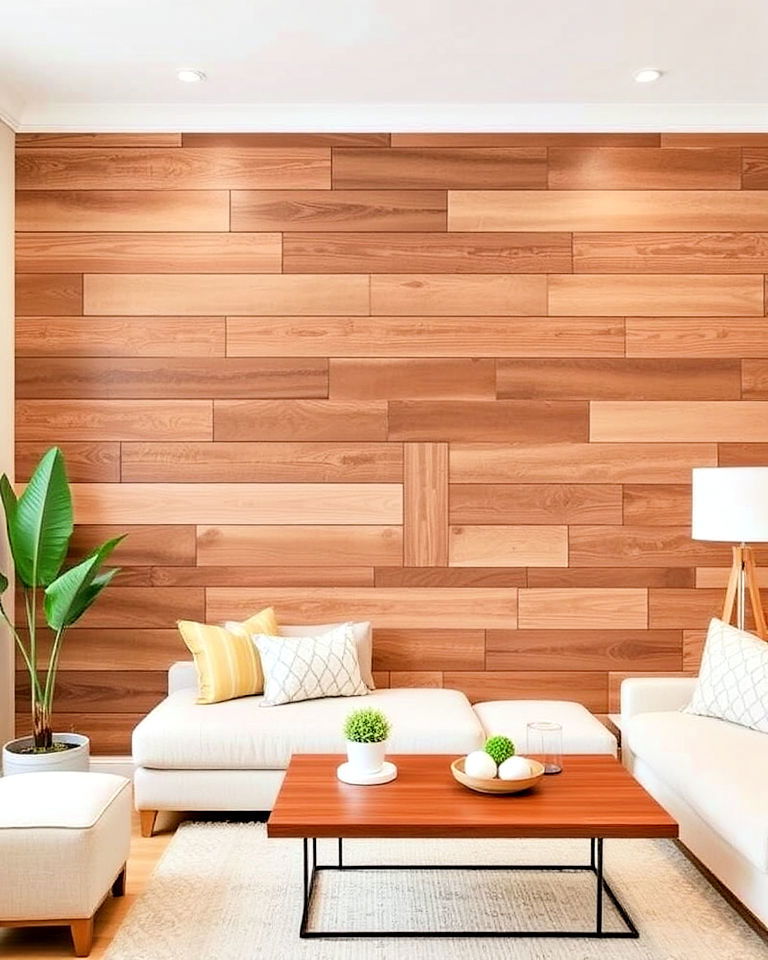 unique mixed width slat for accent wall - 40 Wood Slat Accent Wall Ideas