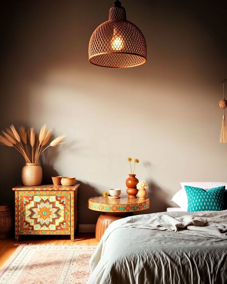 unique mosaic inspired furniture - 20 Bohemian Moroccan Bedroom Ideas