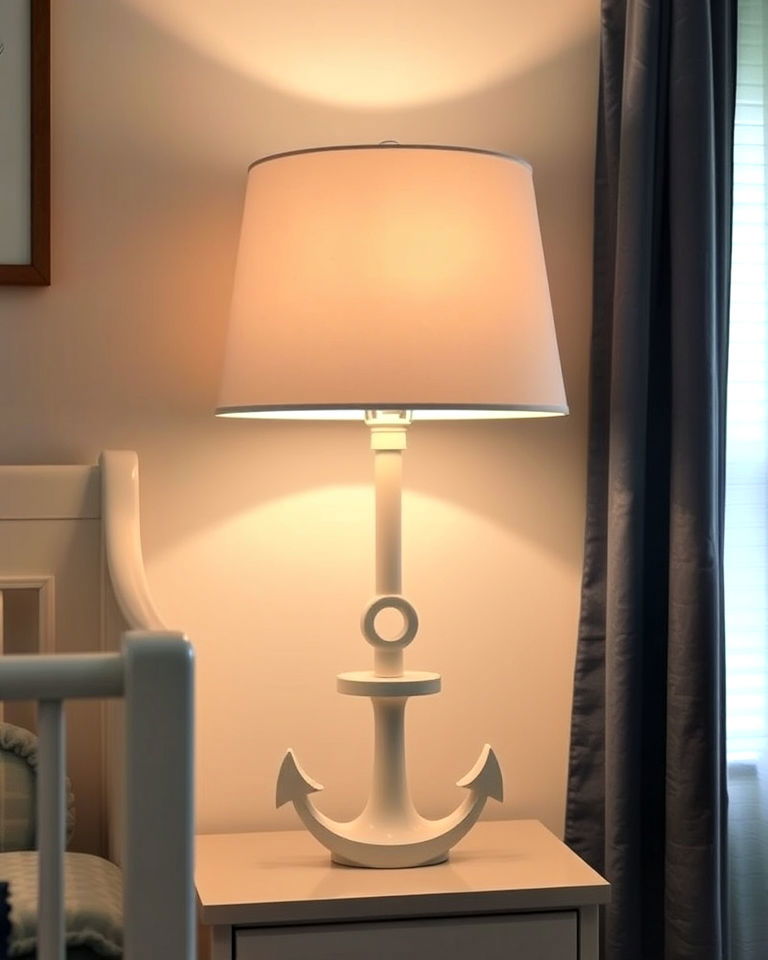 unique nautical themed lamp with anchor base - 25 Nautical Nursery Ideas