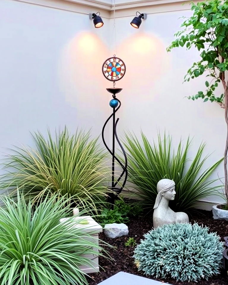 unique outdoor art display - 30 Corner Landscaping Ideas