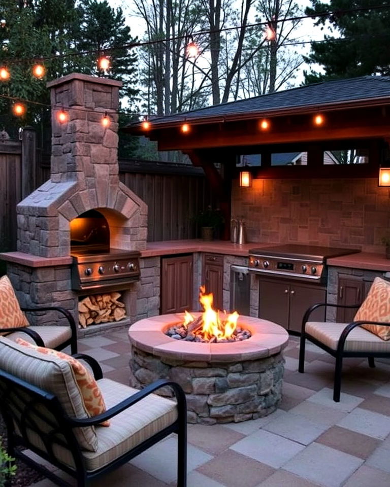 unique outdoor kitchen with firepit - 20 Outdoor Kitchen With Pizza Oven