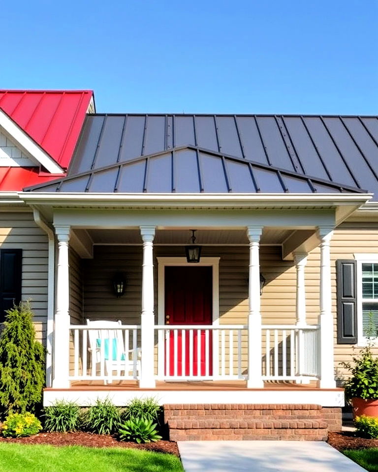 unique painted metal porch roof - 30 Metal Roof Porch Design Ideas