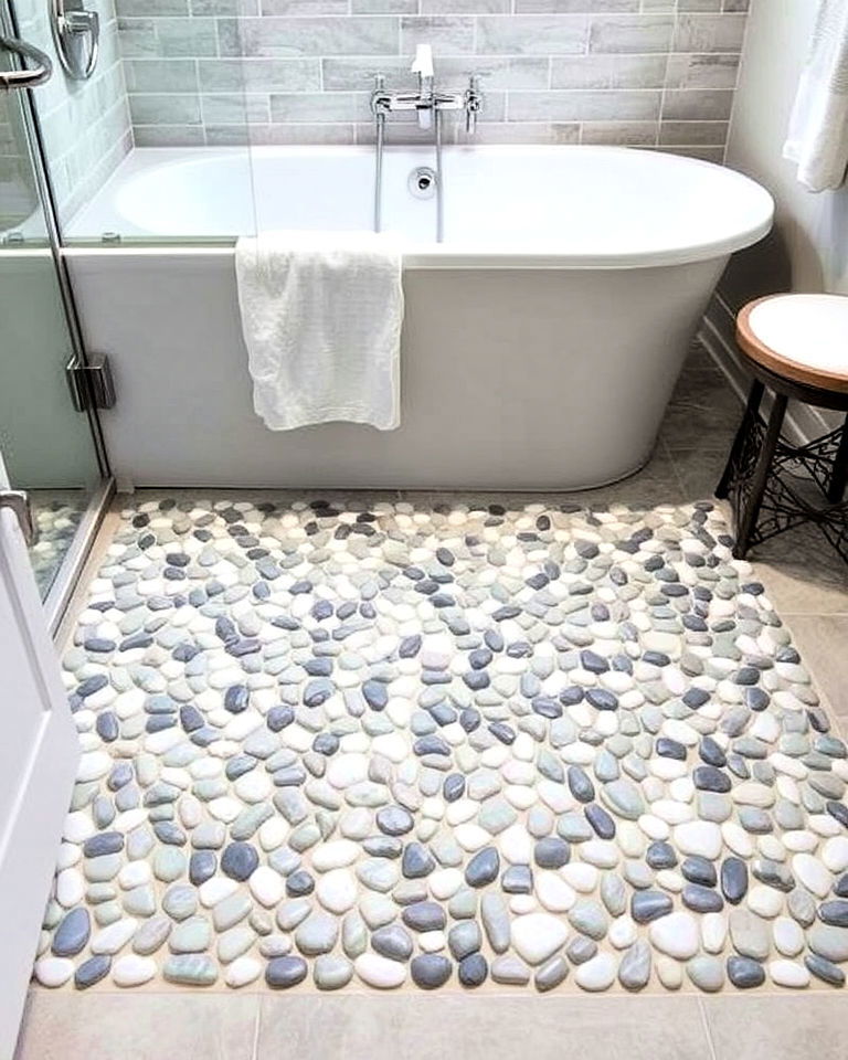 unique pebble tile floor mat effect - 20 Pebble Tile Bathroom Ideas
