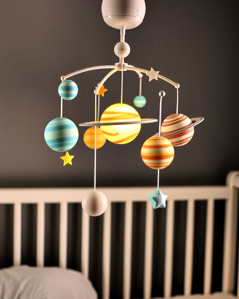 unique planetary crib mobile - 20 Space-themed Nursery Ideas
