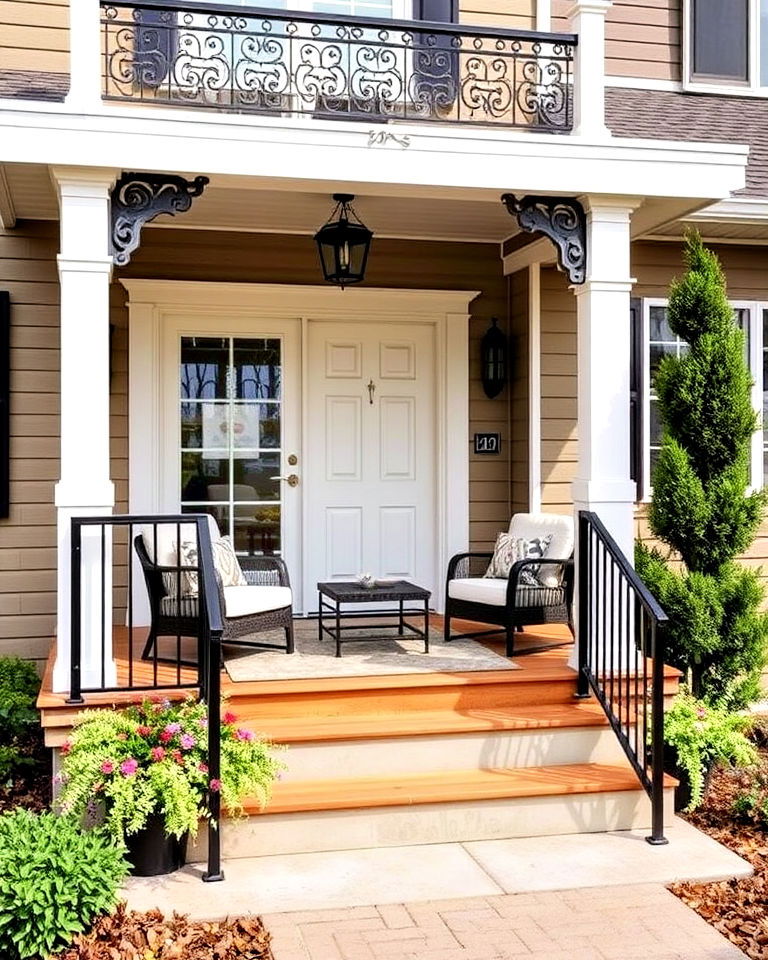 unique porch with decorative railings - 25 Raised Ranch Front Porch Ideas