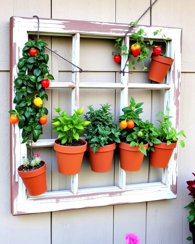 unique reclaimed window frame planter - 40 Fall Planter Ideas